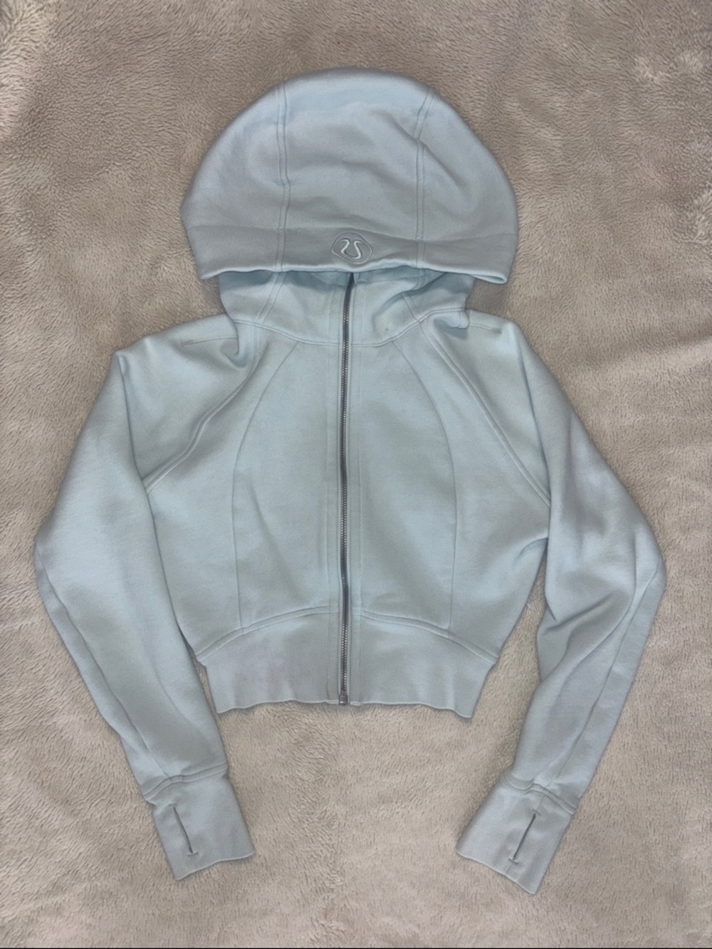 lululemon athletica Pale Blue Hooded Zip Bomber Jacket
